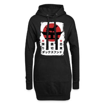 Dackelhund Japan Kanji - Hoodie-Kleid - Schwarz - Vorne