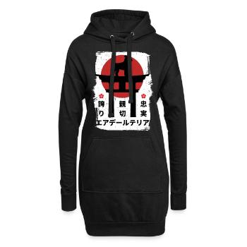 Airedale-terrier chien Japon kanji - Sweat-shirt à capuche long Femme - noir - Devant