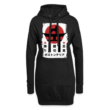 Boston-terrier chien Japon kanji - Sweat-shirt à capuche long Femme - noir - Devant