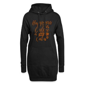 Kaffee Katze Liebhaber - Hoodie-Kleid - Schwarz - Vorne