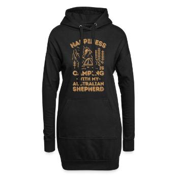 Camping mit Australian Shepherd - Hoodie-Kleid - Schwarz - Vorne