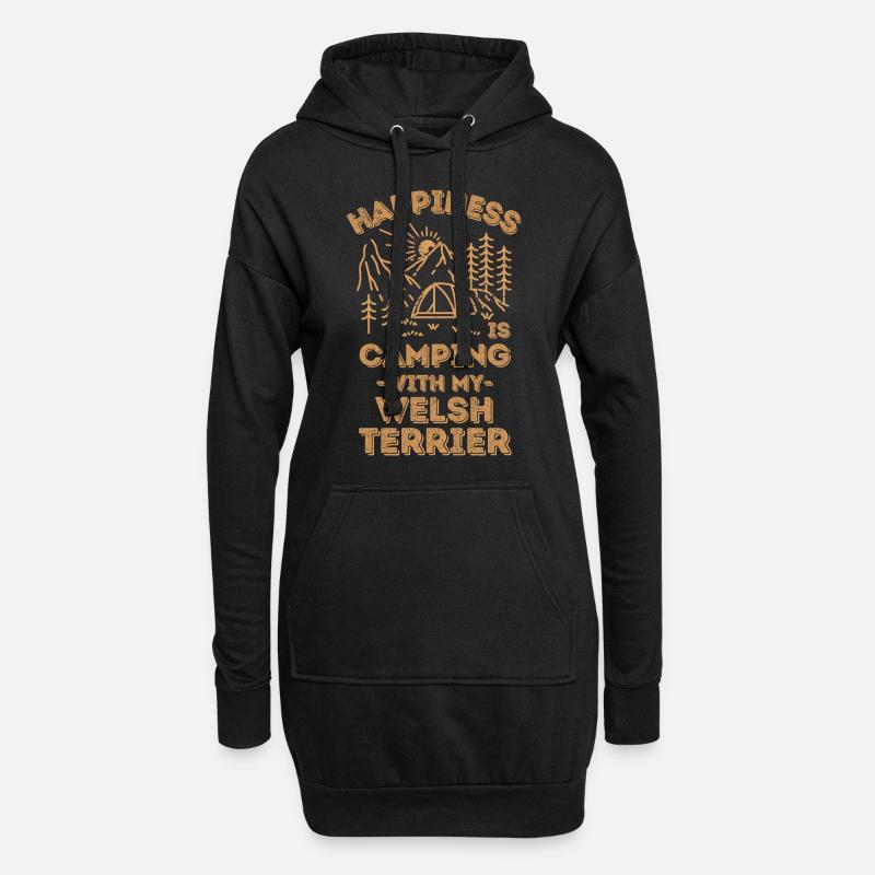 Camping mit Welsh-Terrier - Hoodie-Kleid - Schwarz