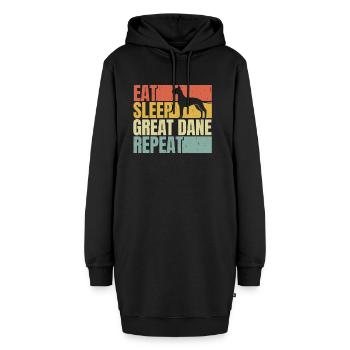 Manger dormir Répétition de Grand-danois - Sweat-shirt à capuche long Femme - noir - Devant