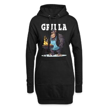 Grillen Grilla Griller Gorilla BBQ Spruch Lustig - Hoodie-Kleid - Schwarz - Vorne