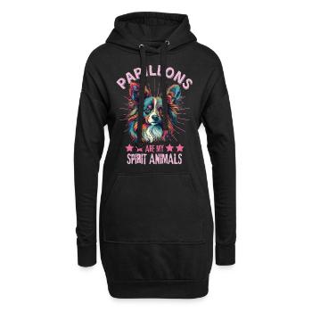 Papillon Hund Liebhaber Bunter Zwergspaniel - Hoodie-Kleid - Schwarz - Vorne