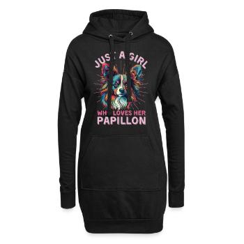 Papillon Hund Liebhaber Bunter Zwergspaniel - Hoodie-Kleid - Schwarz - Vorne