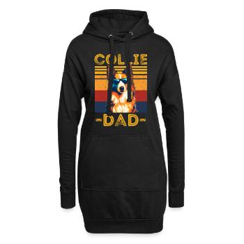Collie mit sonnenbrille retro - Hoodie-Kleid - Schwarz - Vorne
