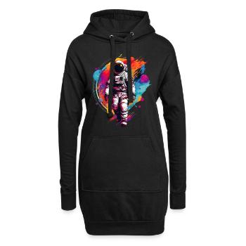 Astronaute coloré - Sweat-shirt à capuche long Femme - noir - Devant