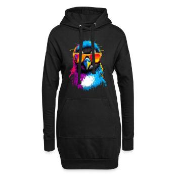 Bunter Pinguin mit Sonnenbrille - Hoodie-Kleid - Schwarz - Vorne