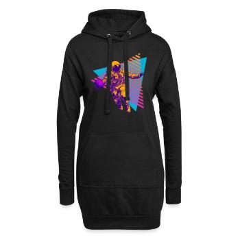 Basketball Astronaute 80s 90s - Sweat-shirt à capuche long Femme - noir - Devant