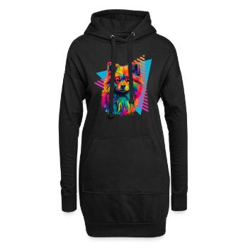 Spitz miniature style années 80 - Sweat-shirt à capuche long Femme - noir - Devant