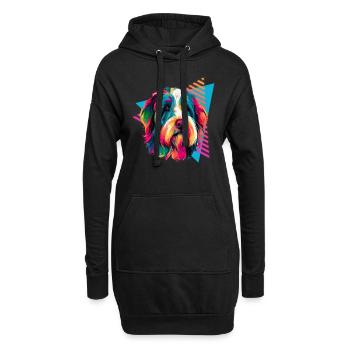 Bearded Collie Style des années 80 - Sweat-shirt à capuche long Femme - noir - Devant