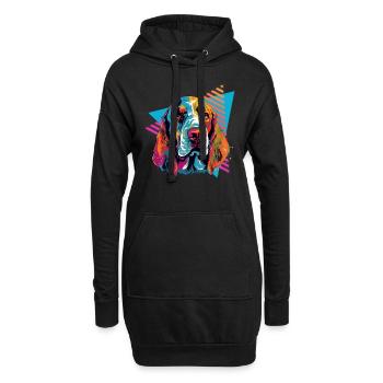 Basset Hound 80er Jahre Stil - Hoodie-Kleid - Schwarz - Vorne