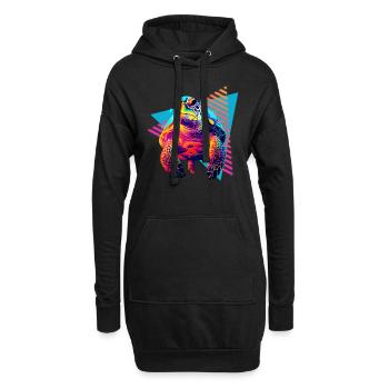 Tortue marine style années 80 - Sweat-shirt à capuche long Femme - noir - Devant