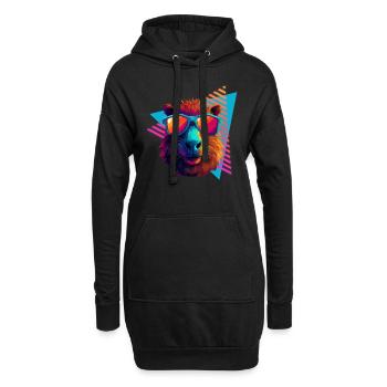 Capybara avec lunettes de soleil style années 80 - Sweat-shirt à capuche long Femme - noir - Devant