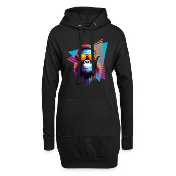 Chimpanzé avec lunettes de soleil style années 80 - Sweat-shirt à capuche long Femme - noir - Devant