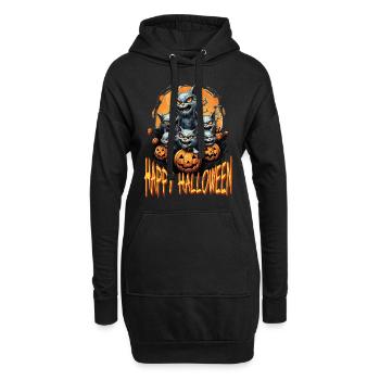 Joyeux Halloween Cats Costume de citrouille effrayant - Sweat-shirt à capuche long Femme - noir - Devant