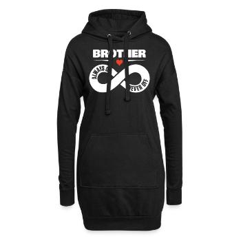 Frère toujours sur jamais off frère amour cadeau - Sweat-shirt à capuche long Femme - noir - Devant