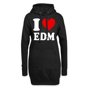 Ich liebe EDM, Herz, Lustig, Witzig - Hoodie-Kleid - Schwarz - Vorne