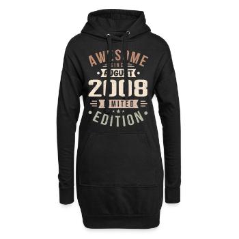 August 2008 Geburtstag im August 2008 Vintage 2008 - Hoodie-Kleid - Schwarz - Vorne