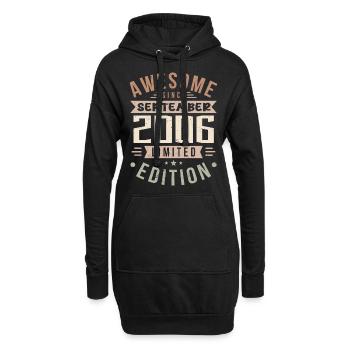 2006 Septembre Anniversaire Né en septembre 2006 - Sweat-shirt à capuche long Femme - noir - Devant