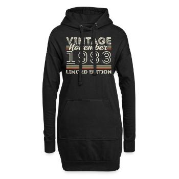 Né en novembre 1983 Anniversaire : novembre 1983 - Sweat-shirt à capuche long Femme - noir - Devant