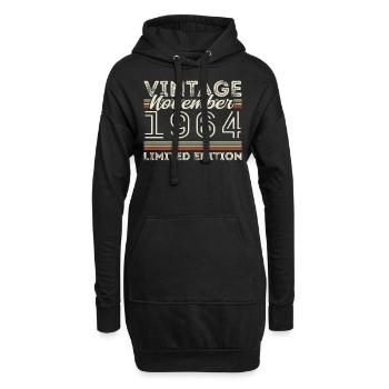 Vintage: November 1964, Birthday: November 1964 - Hoodie Dress - black - Front