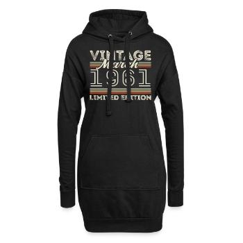 Mars 1961 Vintage 1961 Cadeau d’anniversaire Mars - Sweat-shirt à capuche long Femme - noir - Devant