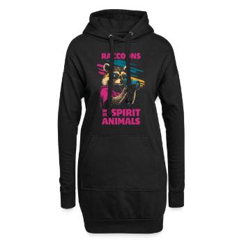 Waschbär mit Sonnenbrille und Kamera - Hoodie-Kleid - Schwarz - Vorne