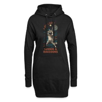 raton laveur tennis dicton drôle - Sweat-shirt à capuche long Femme - noir - Devant