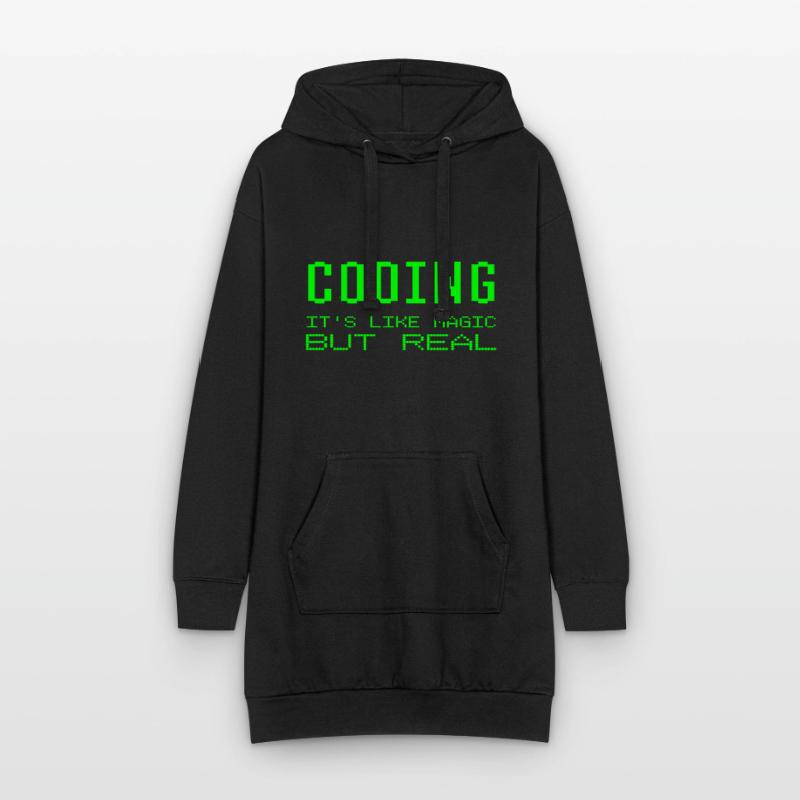 Coder c'est comme de la magie mais une vraie blague de programmation Sweat-shirt à capuche long Femme