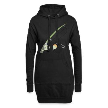Angel Angler angeln Rute Angelrute - Hoodie-Kleid - Schwarz - Vorne