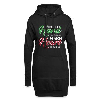 Hiver Mains Froides Cœur Chaud Neige Froid - Sweat-shirt à capuche long Femme - noir - Devant
