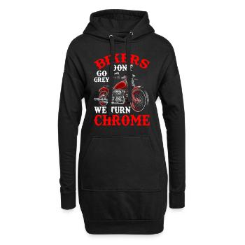 Biker werden nicht grau, wir werden verchromt, Lustige Biker, - Hoodie-Kleid - Schwarz - Vorne
