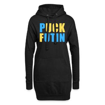 Ukraine Flagge, ich stehe mit der Ukraine, FK Putin, Anti - Hoodie-Kleid - Schwarz - Vorne