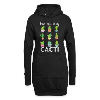 Accroché avec mes cactus, drôle de cactus mignon - Sweat-shirt à capuche long Femme - noir - Devant