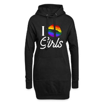I Kiss Girls / LGBT Gay Pride CSD Spruch - Hoodie-Kleid - Schwarz - Vorne