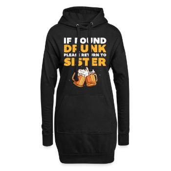 Wenn Sie betrunken gefunden werden, kehren Sie bitte zur Schwester zurück - Hoodie-Kleid - Schwarz - Vorne