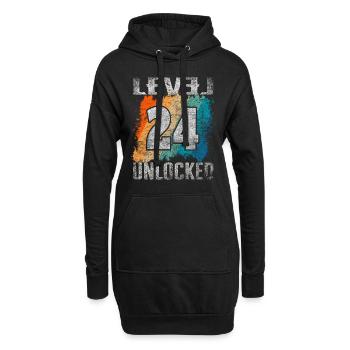 Cadeau d’anniversaire Niveau débloqué 24 ans - Sweat-shirt à capuche long Femme - noir - Devant