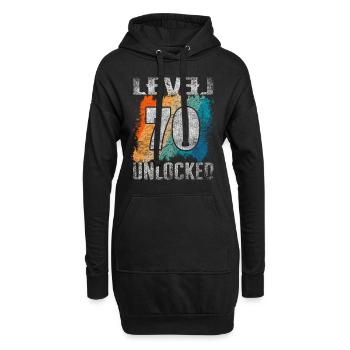 Niveau cadeau d’anniversaire débloqué 70 ans - Sweat-shirt à capuche long Femme - noir - Devant