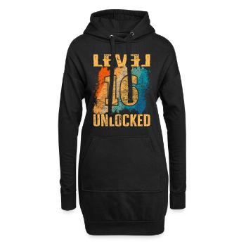 Niveau cadeau d’anniversaire débloqué 16 ans - Sweat-shirt à capuche long Femme - noir - Devant