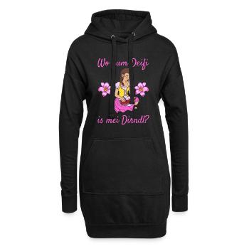 Damen Dirndl Ersatz Trachten Ersatz Bluse Kirmes - Hoodie-Kleid - Schwarz - Vorne
