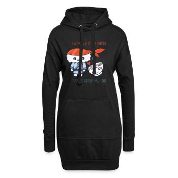 Kawaii Japanese Food Salmon Salmon Sushi Roll - Sweat-shirt à capuche long Femme - noir - Devant
