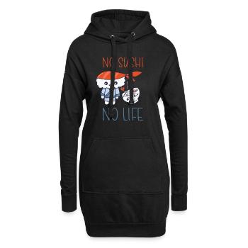 Kawaii Japanese Food Salmon Salmon Sushi Roll - Hoodie Dress - black - Front