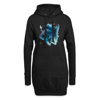 Realistischer Fisch aus Wasser - Hoodie-Kleid - Schwarz - Vorne