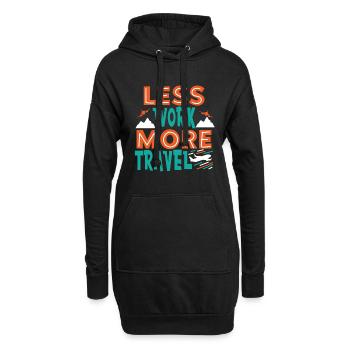 Urlaub Reisen Flugzeug Sonne Meer Strand - Hoodie-Kleid - Schwarz - Vorne