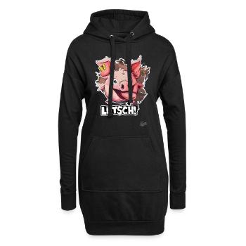 Drôle de cochon dit : Suce - Sweat-shirt à capuche long Femme - noir - Devant