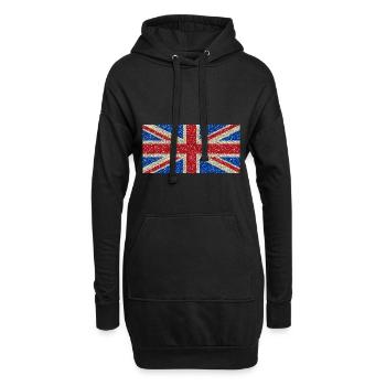 bannière drapeau britannique Glitter fierté locale - Sweat-shirt à capuche long Femme - noir - Devant