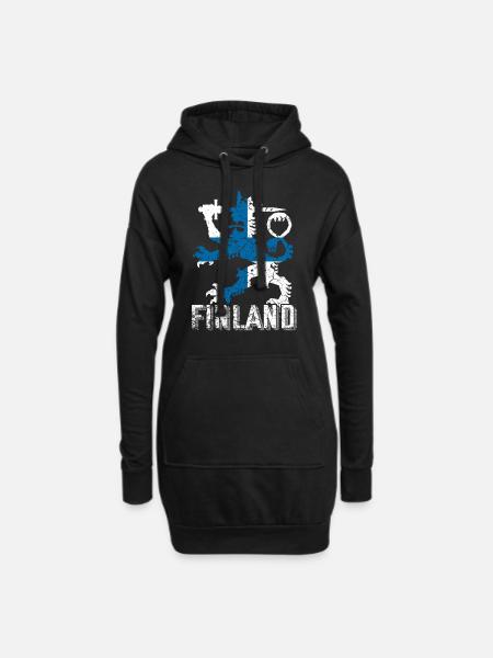 Finnland - Hoodie-Kleid - Schwarz