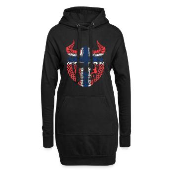 Norwegen Norweger Wikinger Flagge Skull Totenkopf - Hoodie-Kleid - Schwarz - Vorne